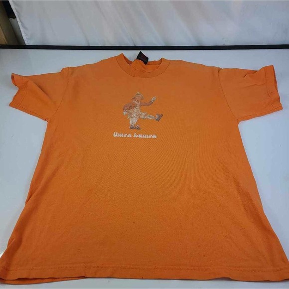 Xing Mens Graphic T-Shirt Orange Umra Lumra Crew Neck Tee L - Picture 2 of 10
